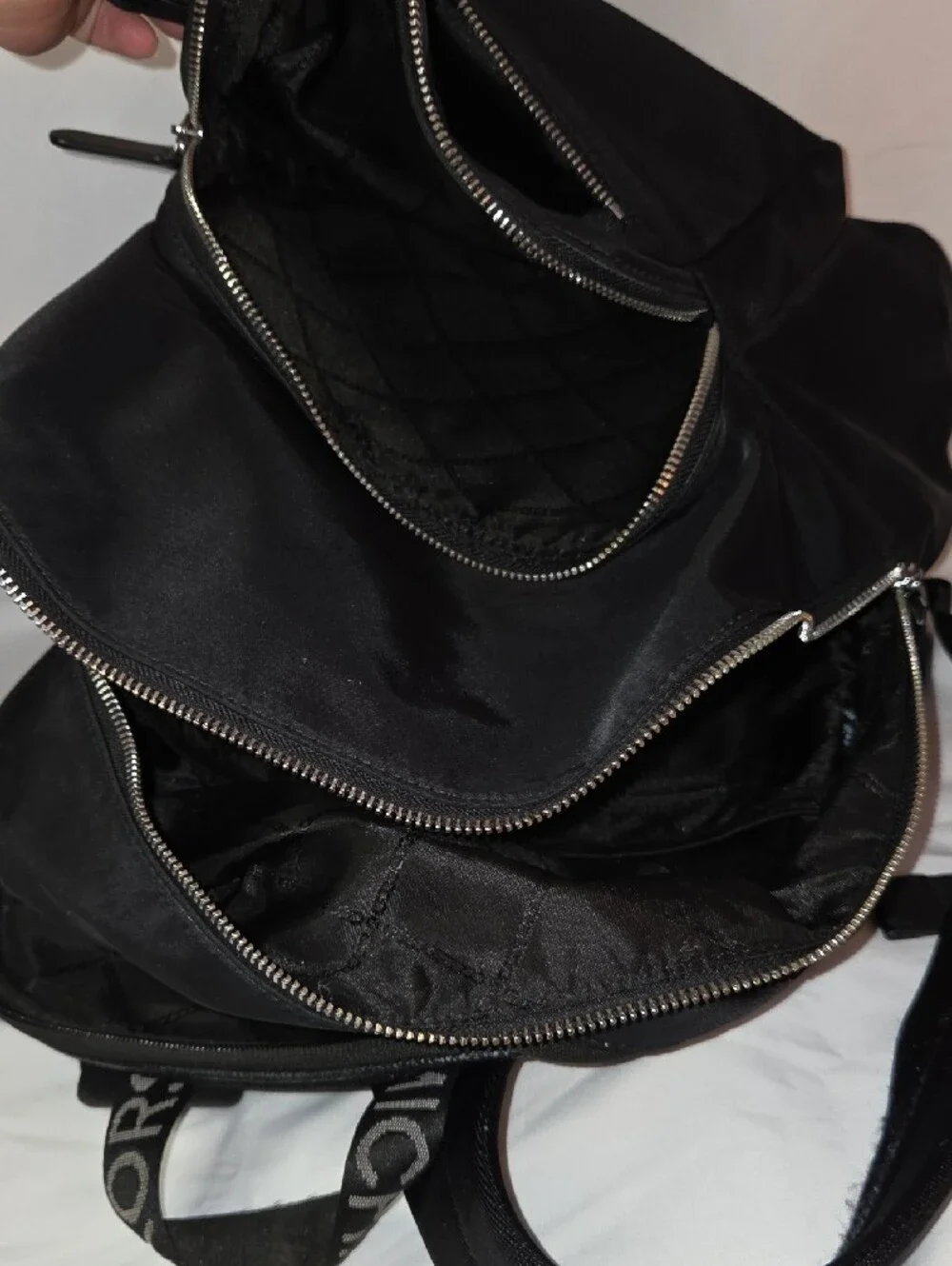 Michael Kors Black Nylon Men's Backpack with Silver Hardware